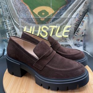 Stuart Weitzman SoHo Loafers Dark Brown Suede Women’s Sz 10.5B